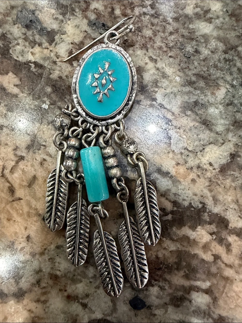 Turquoise Feather Dreamcatcher Earrings - Boho Women Jewelry